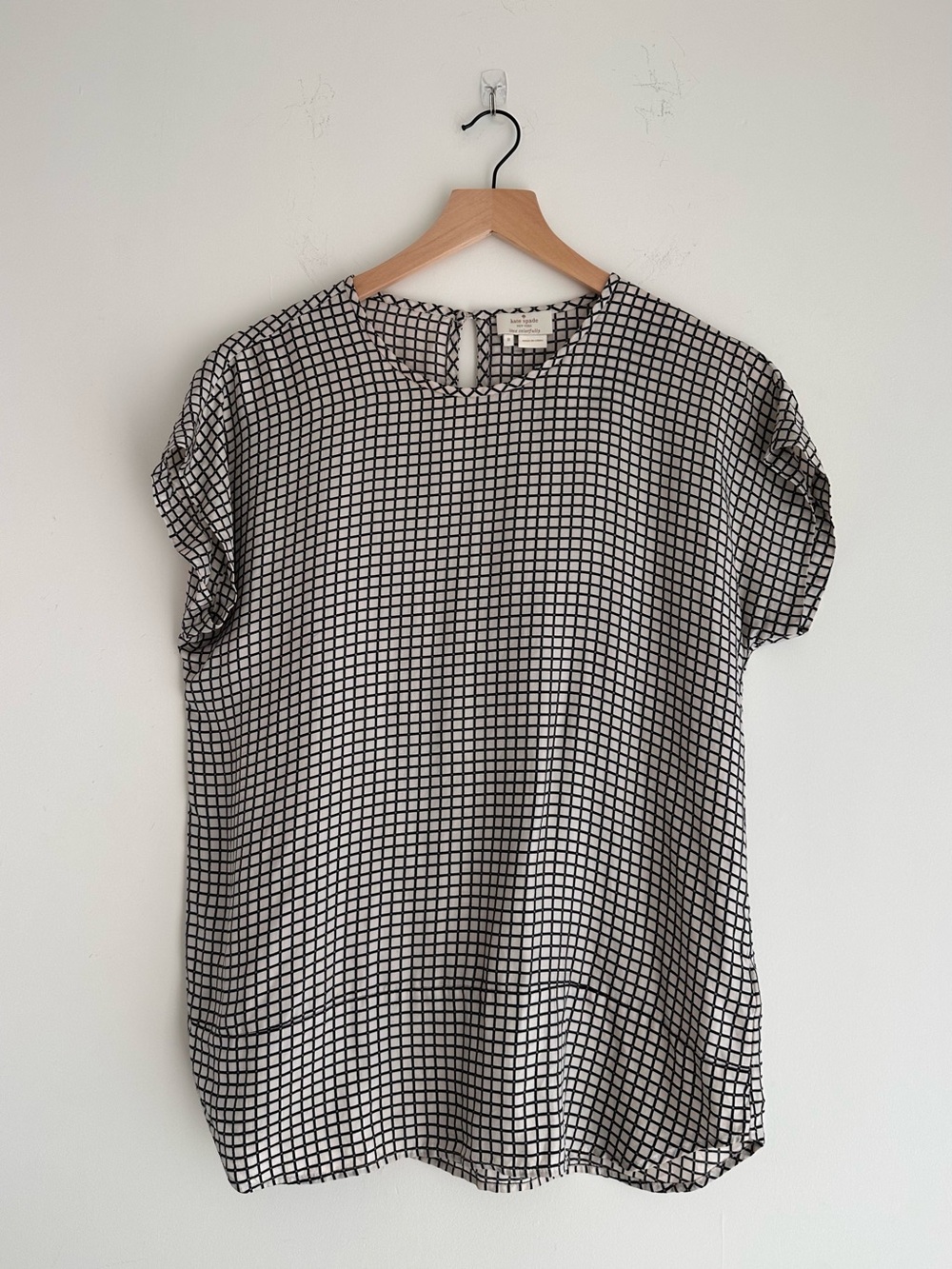 Kate Spade Silk Blend Black and White Short Sleeve Blouse